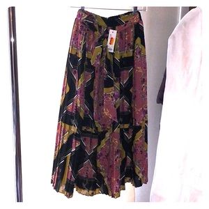 Floral print midi skirt with tie waist